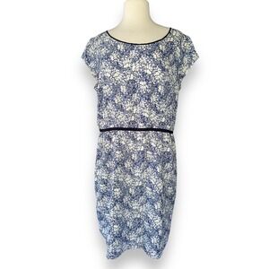 Loft Dress Women's Plus Size 16 Blue Flower N6